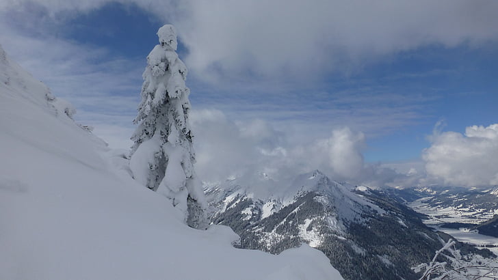 Tirolsko, Hahnenkamm zimné, tannheimertal, sneh, mrazivé, ľadovej, biela
