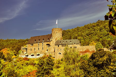 castle, wall, middle ages, fortress, stone, eifel, knight's castle