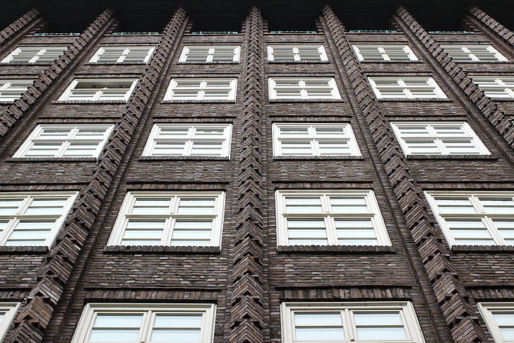Chile-casa, bairro Kontorhaus, Hamburgo, janela, arquitetura, fachada, cidade de Hanseatic
