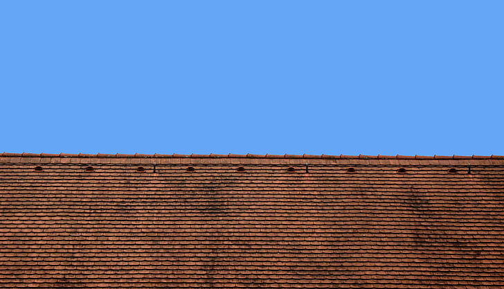 strecha, Sky, dom, modrá, škridla, Architektúra, červená
