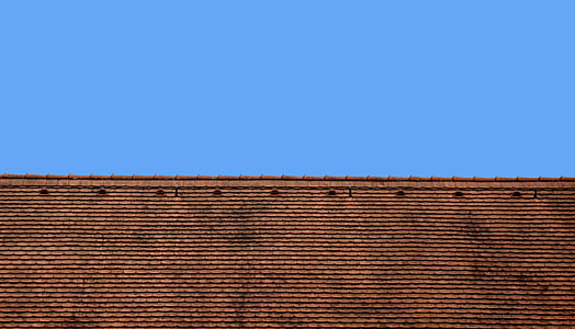 telhado, céu, casa, azul, telha de telhado, arquitetura, vermelho