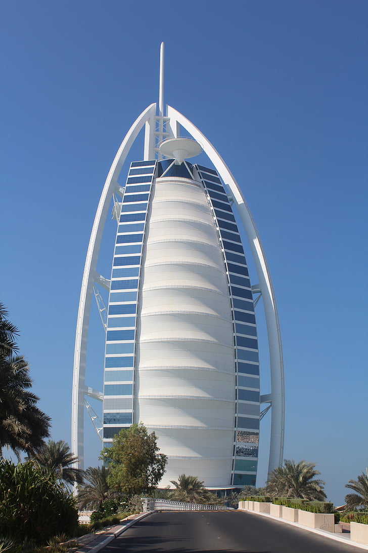 Dubai, Burj Al Arab, hotel de sete estrelas, Emirados Árabes Unidos, arquitetura, moderna, arranha-céu
