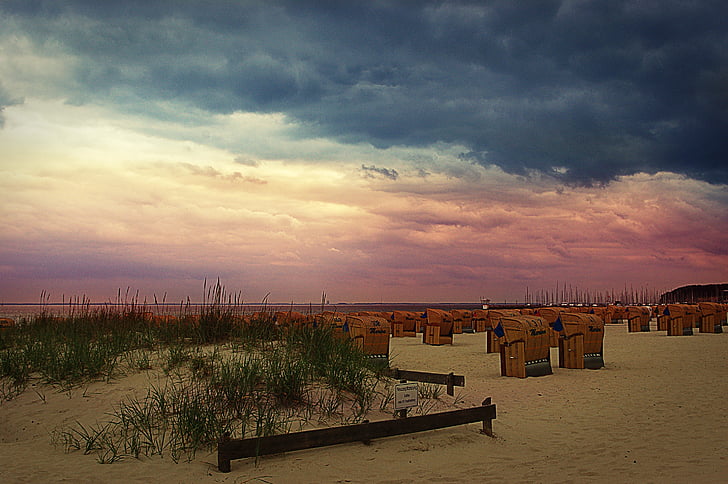 spiaggia, Mar Baltico, Hohwacht, nuvole, Club