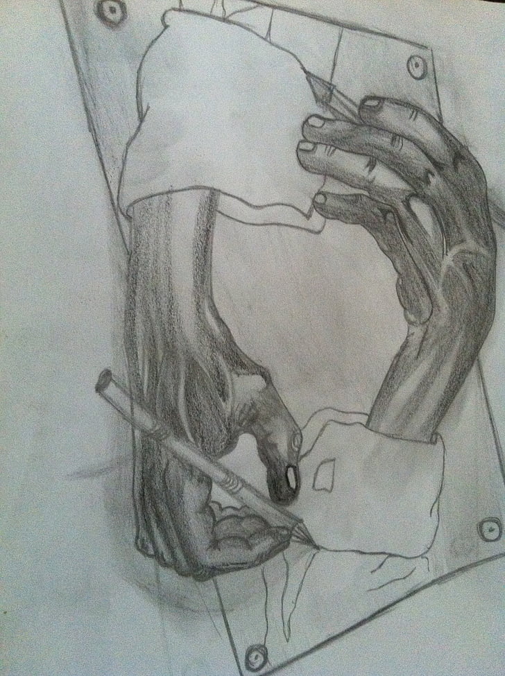 charcoal drawing, pencil drawing, drawing, hands, pencils, painting