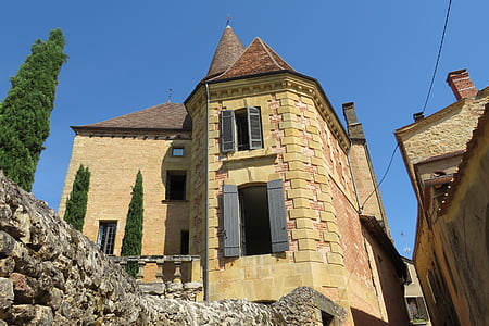 село, Périgord, Dordogne, съвпадат, Франция, замък, средновековна