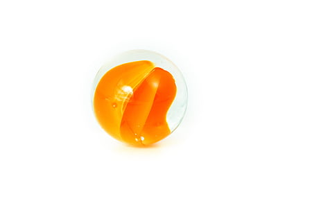 marbre, boules de, orange, unique, un, blanc, arrière-plan