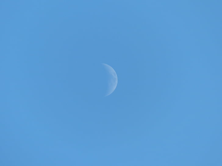 mesiac, Sky, modrá, Kosák, polmesiac, čoraz viac, Príroda