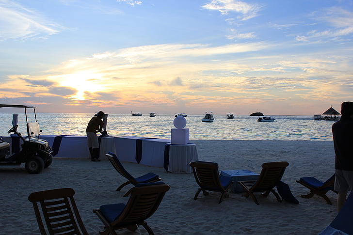 festa, pôr do sol, Maldives