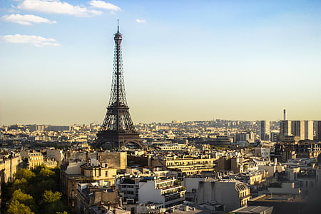 París, França, ciutat, veure, abendstimmung, cel, núvols