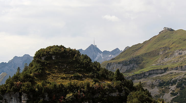 montanhas, Alpina, Alpes suíços, ebenalp, Säntis, Appenzell, Suíça