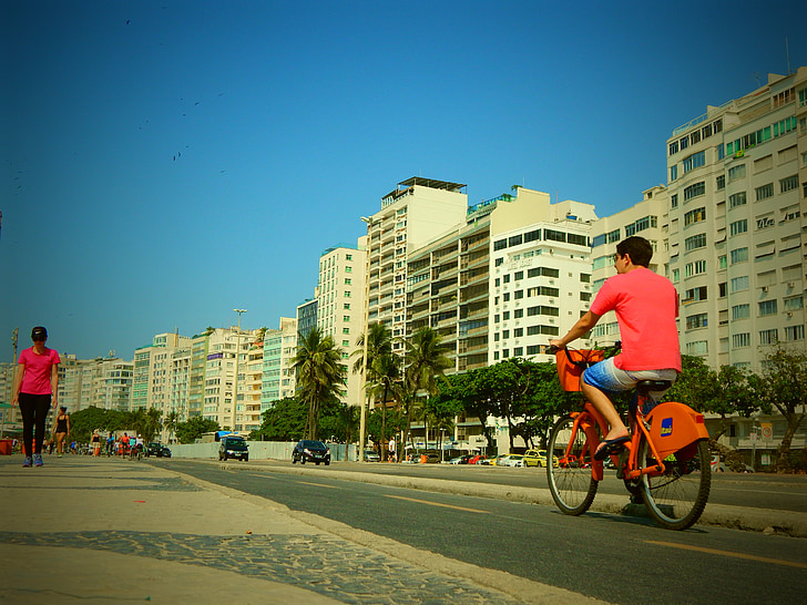 Brazilië, hemel, wielrenner, fiets, landschap, reizen, fietspad