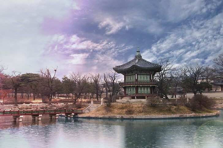 Gyeongbok palace, Republiken korea, byggnad, gamla byggnader