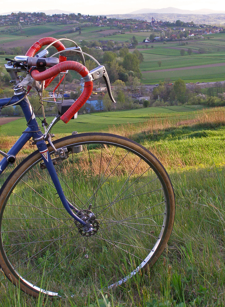 bike, bicycle trip, cycling, retro bike, steering wheel, view, malopolska