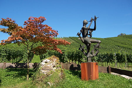 krajina, cesta soch, sochařství, socha, vinice, Weinstadt-strümpfelbach