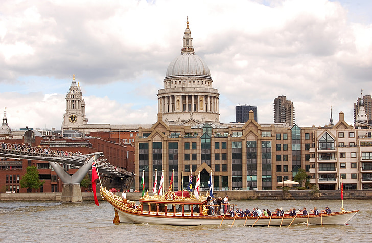 London, St pauls cathedral, Themsen, berømte sted, nautiske fartøj, arkitektur, rejse