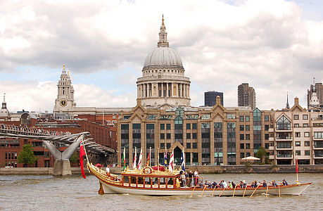 london, st pauls cathedral, river thames, famous Place, nautical Vessel, architecture, travel