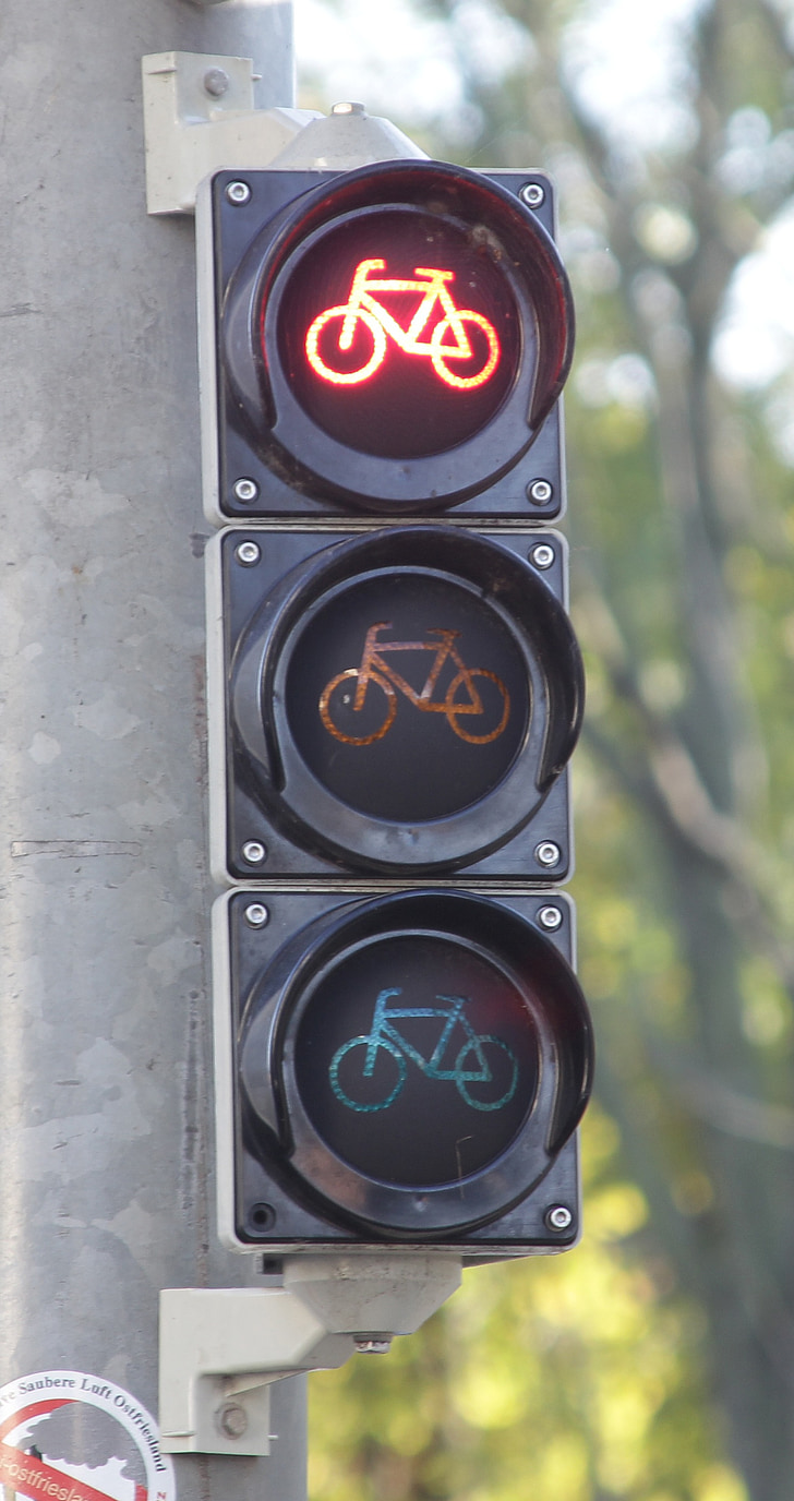 luces de bicicleta, luces de tráfico, rojo, señal de tráfico, señal luminosa, tráfico, luz roja