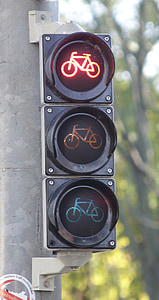 sykkel lys, trafikklys, rød, trafikklysskiftere, lyssignal, trafikk, rødt lys