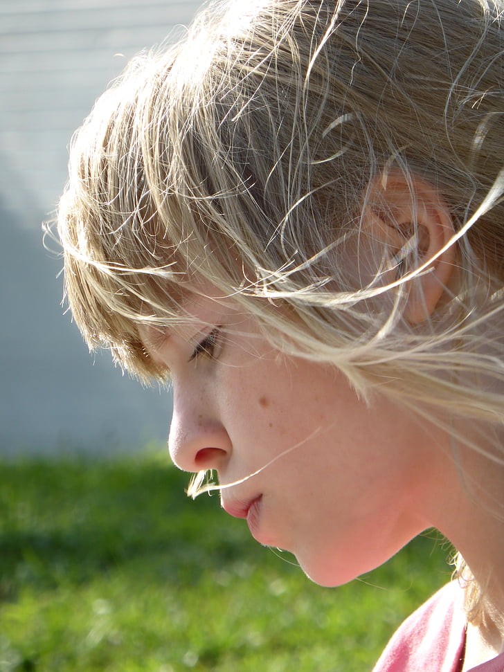 girl, child, blond, wind, gone with the wind, out, side profile