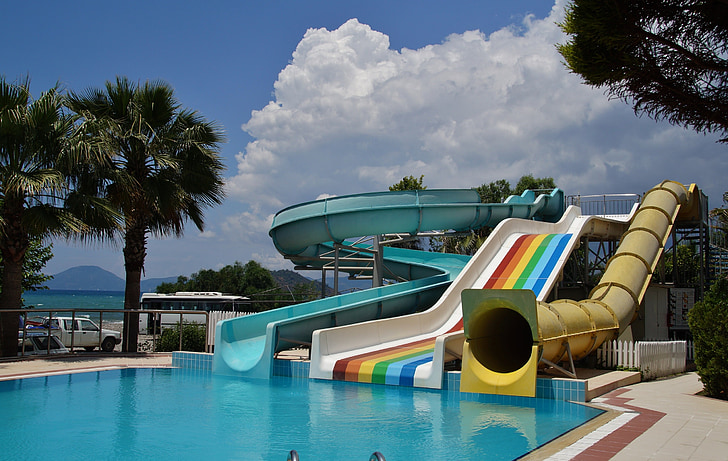 corrediça de água, slide, piscina, esporte de água, Parque aquático