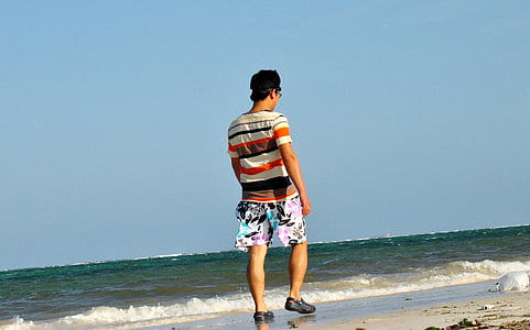 praia, férias, férias, pessoa, pé, mar, ao ar livre