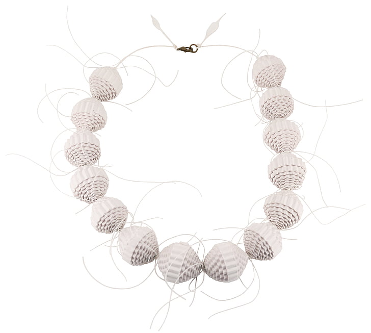paper beads, necklace, white