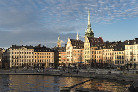 Stockholm, de oude stad, Zweden, het platform, Europa, stadsgezicht, stedelijke scène