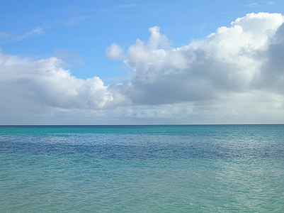 Ocean, skyer, horisonten, Cook-øerne, Lagoon, Tropical, vand