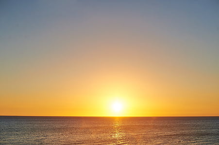 Ocean, Sunset, Sun, Sunrise, vesi, Sea, Beach