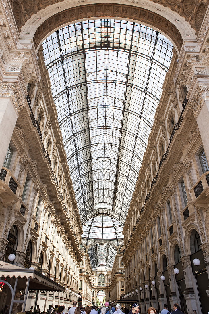 Europa, Italien, shopping, Galleria vittorio emanuele ii, Dome, glas, luksuriøse