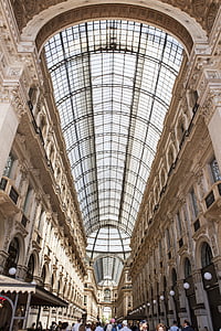 Europa, Itália, fazer compras, Galleria vittorio emanuele ii, cúpula, vidro, luxuoso