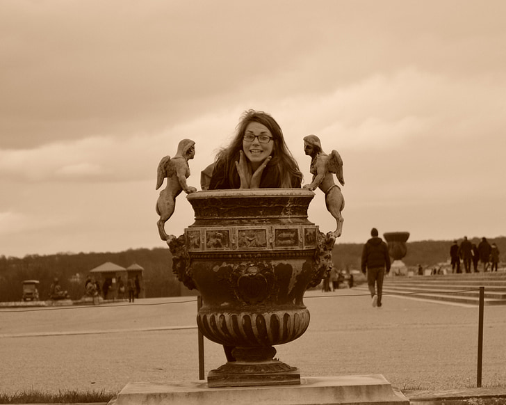femme, vase de fantaisie, Versailles, France, décoration, style