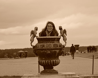 Frau, ausgefallene vase, Versailles, Frankreich, Dekoration, Stil