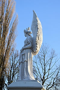 Angel, figur, dekorasjon, statuen, murverk, stein, skulptur