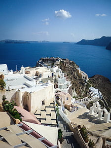 Areal, Foto, Dorf, in der Nähe, Ozean, Oia, Santorini