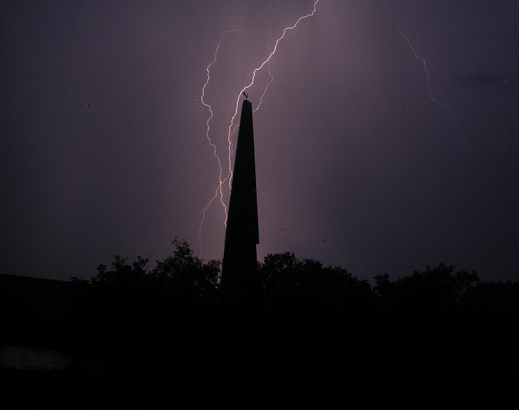 tordenvær, Storm, Flash, natur, gewitterstimmung, elektrisitet, kirke
