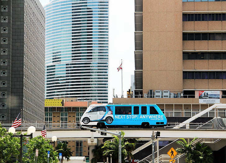 Miami, Miami Ulrika metromover, hochbahn, Monorail, transportmedel, passagerare, Metropolis