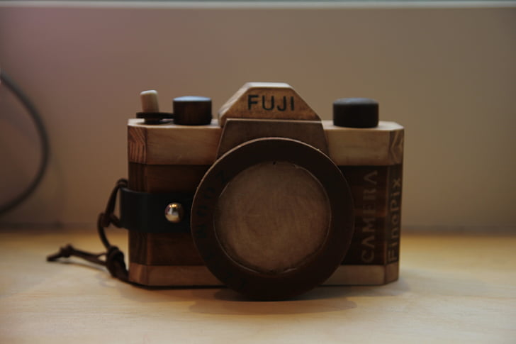 camera, vintage, woodcarving