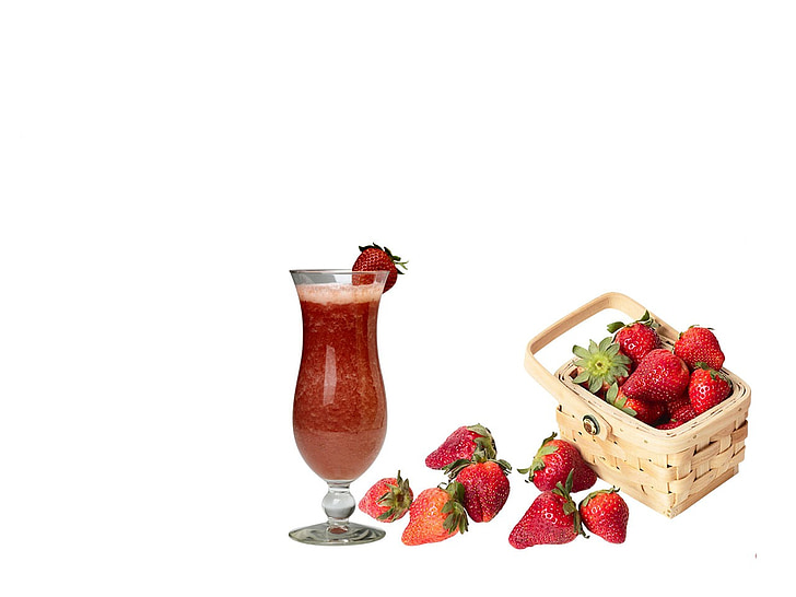 strawberries, fruit, food, basket, straw, cup, strawberry
