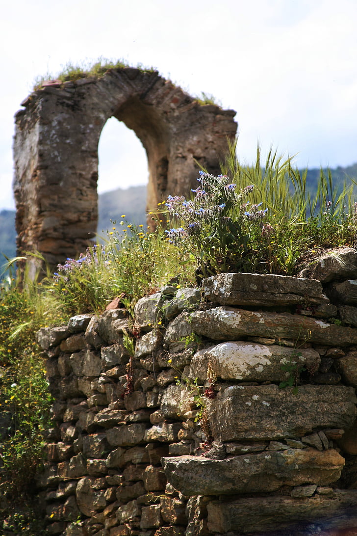 Italien, Sardinien, ballao kyrka, arkitektur, stenmaterial, antika, gammal ruin