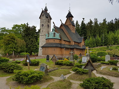 Wang, kerk, monument, Bergen, Karpacz, weergave, begraafplaats