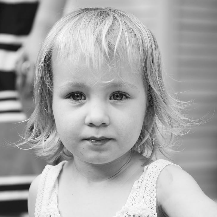 child, young, baby girl, bw, pretty