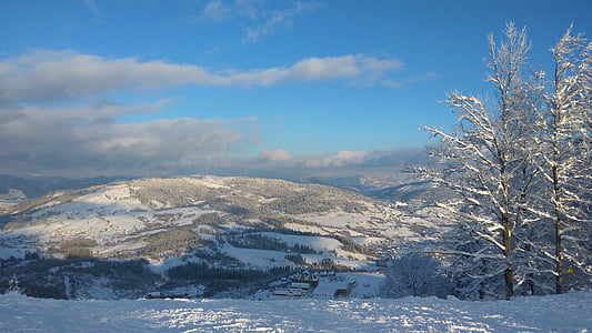 hory, Zimní, sjezdovky, Karpaty, Krása