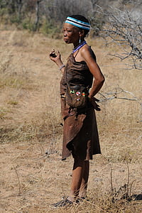 Botswana, domorodé kultury, buschman, San, Žena, tradice, pouze jeden člověk