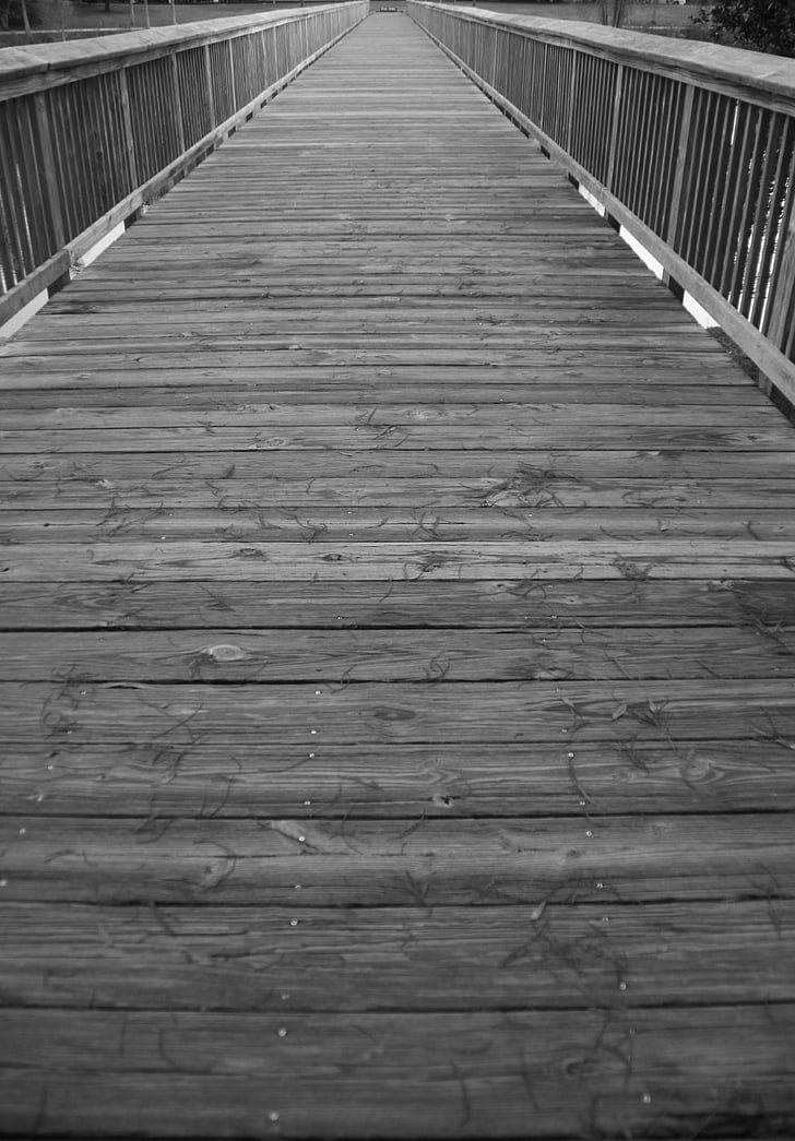 мост, дървен мост, пешеходна пътека, дълга разходка, дървени разходка начин, никой не, безкрайни