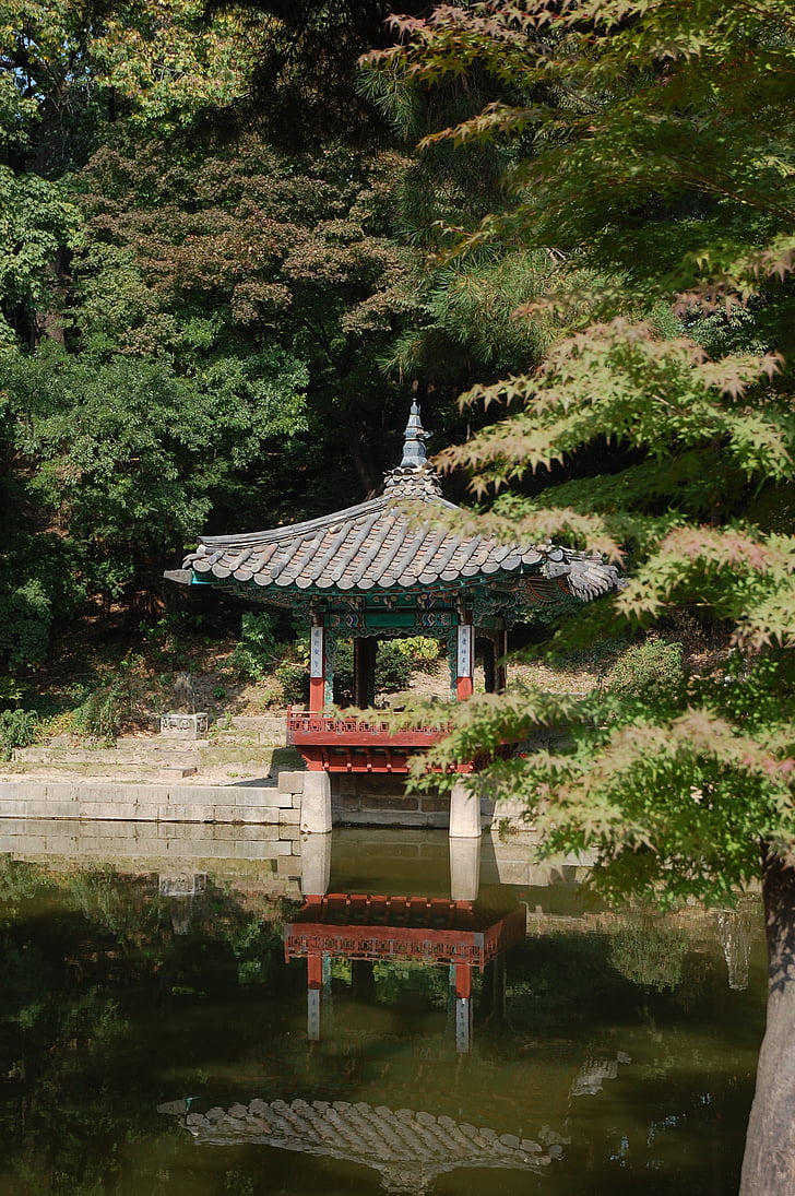 Changdeokgung, Paleis, Tuin, landschap, Zuid-korea, lente, natuur