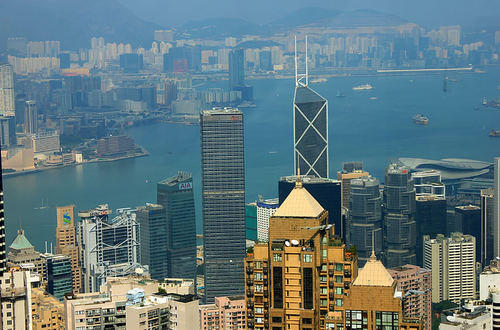Hong kong, Xina, edificis, gratacels, Metropole, alta s'aixeca, ciutat