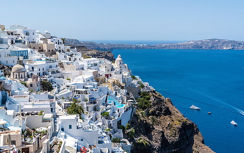 Santorini, Oia, Grécko, vody, hory, Cestovanie, letné