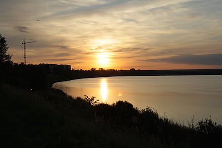 lever du soleil, Dim, eau, nature, paysage, rivière, Lac