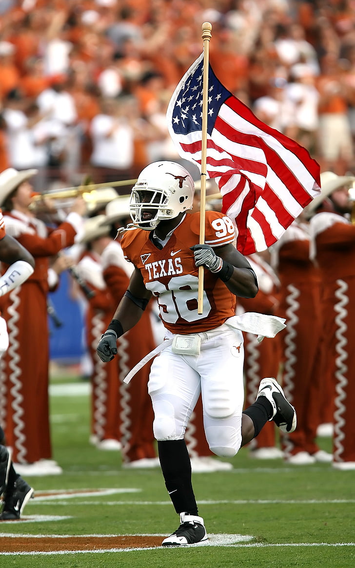 ameriško zastavo, ameriški nogomet, športnik, band, polje, zastavo, nogomet